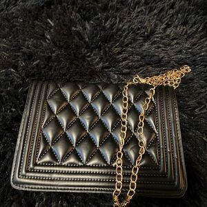 Elegant Black Quilted Chain Bag-Small